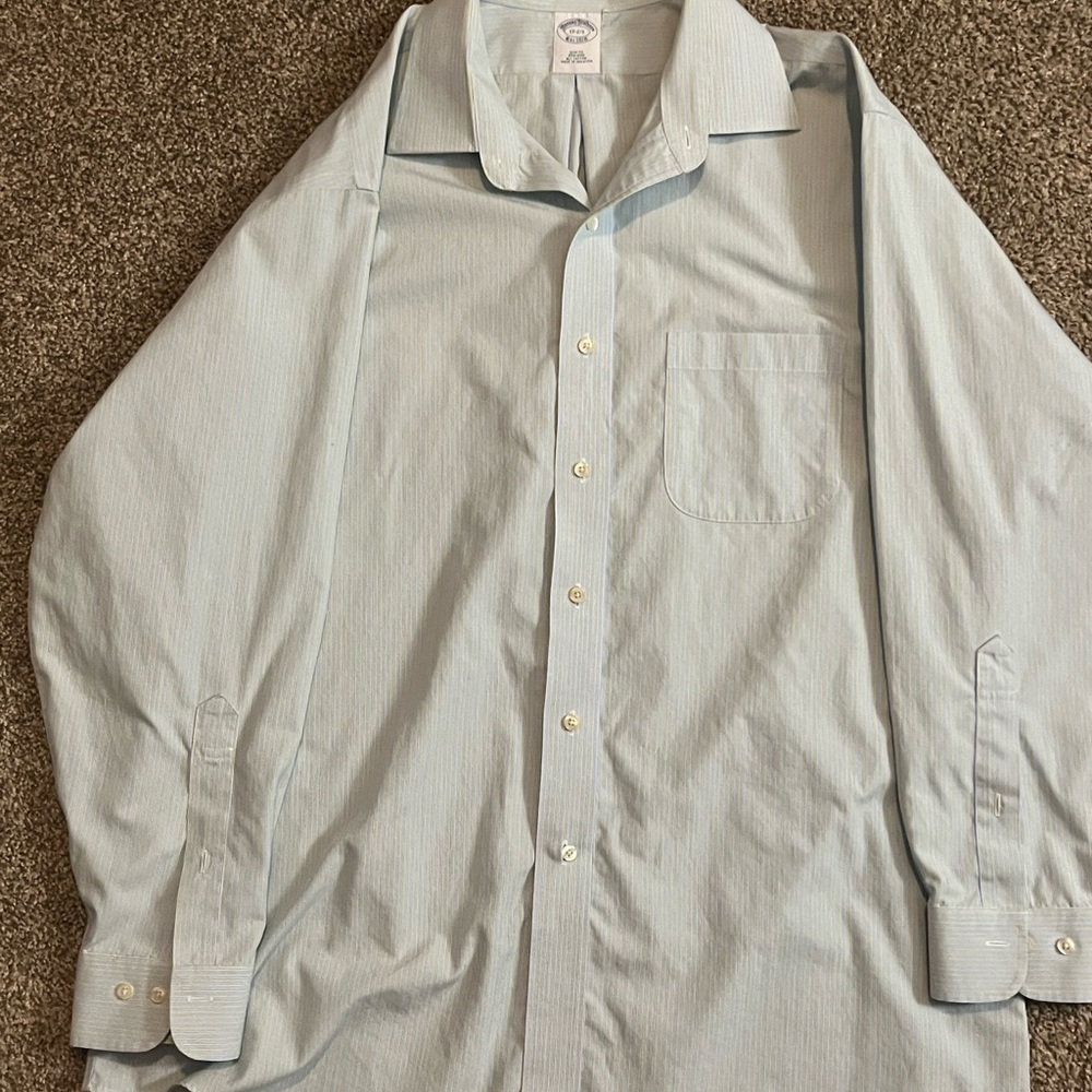 Brooks Brothers Pale Blue with Yellow Dress Shirt All Cotton. - Picture 2 of 9